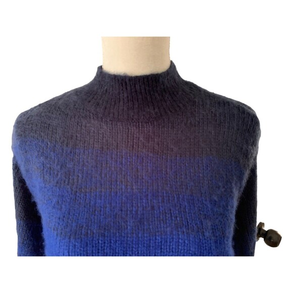 American Eagle Women's Sweater Mock Neck Ribbed Knit Blue Ombre Crop Size Med - Picture 5 of 16